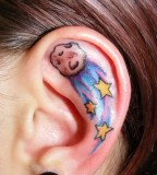 sky star tattoo inside ear