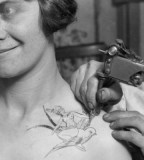 tattoo in process vintage woman