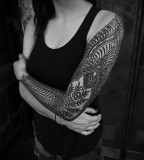 arm sleeve tattoo for girl by guy le tattooer