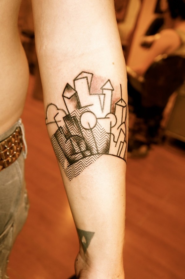 geometric city tattoo by noon