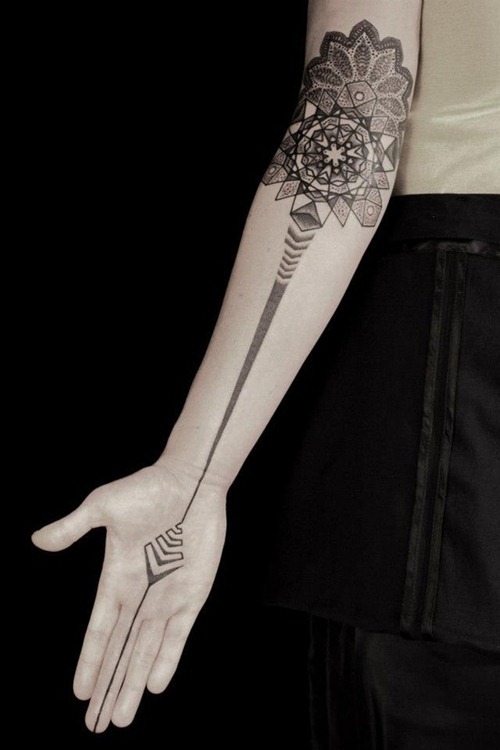 geometric inside arm tattoo