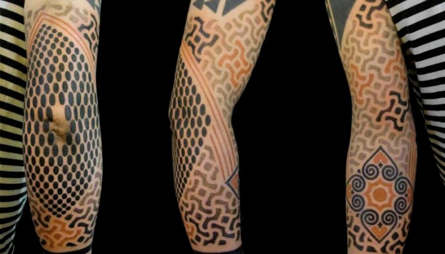 geometric pattern tattoo sleeve
