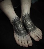 mandala foot tattooes by guy le tattooer