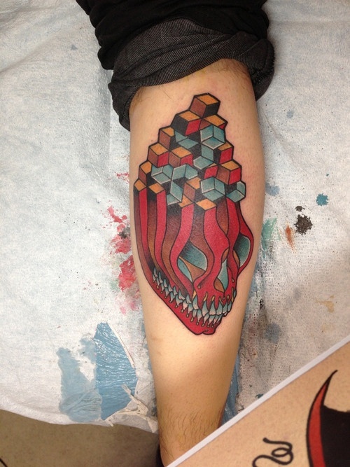 surreal skull tattoo