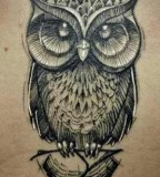 Awesome black and white owl tattoo