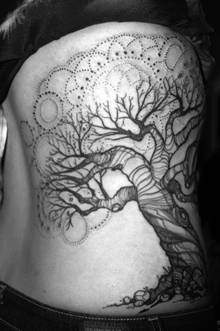 Black and white tree tattoo by David Hale