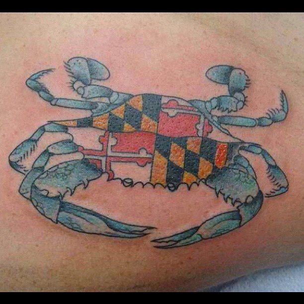 Blue Crab Maryland Flag tattoo