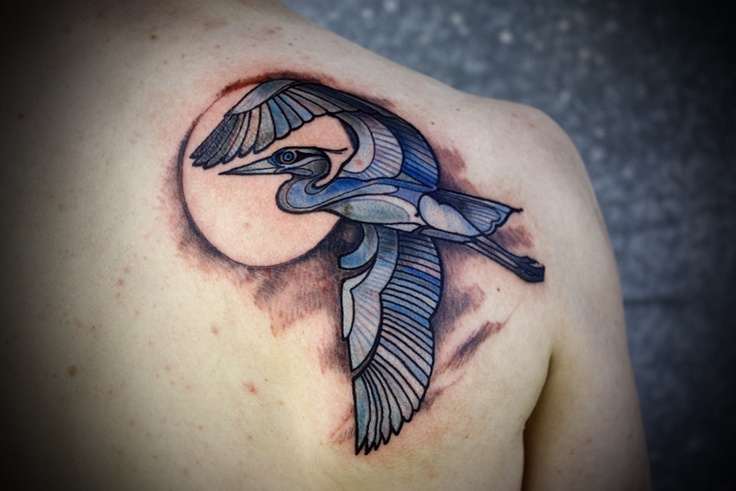 Blue bird tattoo by David Hale