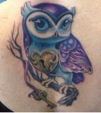 Blue owl tattoo