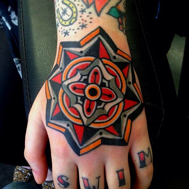 Colorful Mandala style tattoo