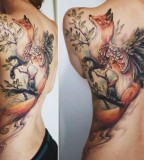 Colorful fox tattoos
