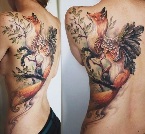 Colorful fox tattoos