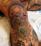 Colorful tattoos by Andy Perez  funny skull