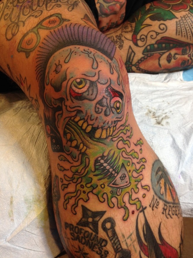 Colorful tattoos by Andy Perez  funny skull