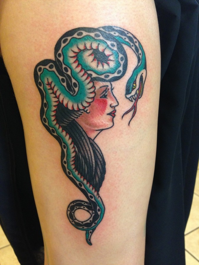 Colorful tattoos by Andy Perez   snake