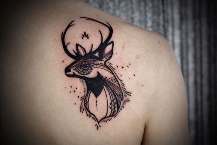 Deer tattoo by David Hale