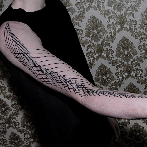 Dots to lines tattoo by Chaim Machlev
