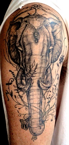 Elephant tattoo by David Hale