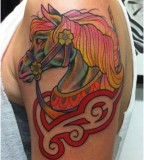 Horse tattoo on shoulder