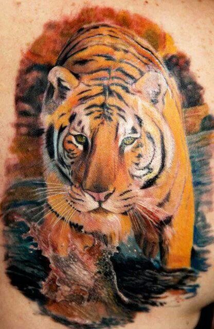 Incredible realistic tiger tattoo