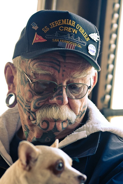 Old man face tattoos