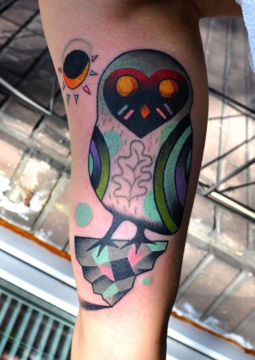 Owl tattoo by Marcin Aleksander Surowiec