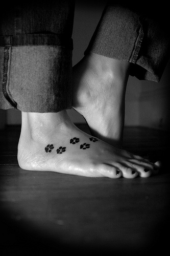 Paw print tatoo on foot