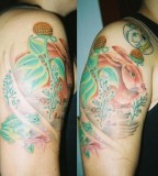 Rabbit and frog fairytale tattoo