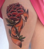 Red rose and fox tattoos