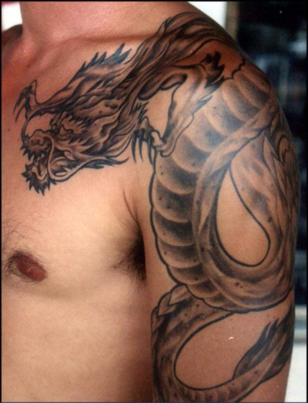 Shoulder dragon tattoo