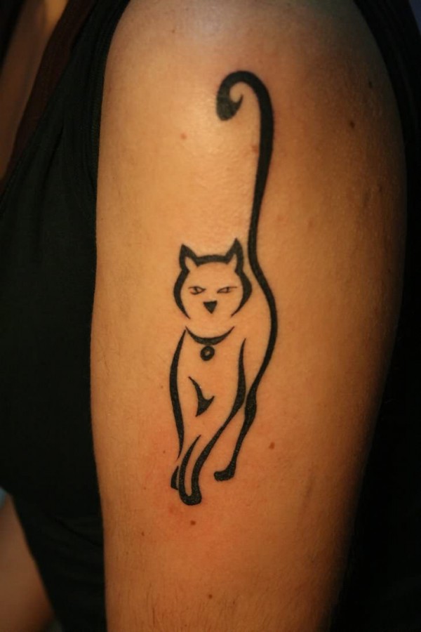 Simple black cat tattoo