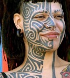 Tribal face tattoo