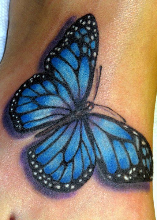 blue tattoo of butterfly