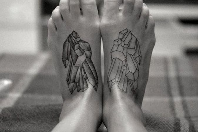 crystal tattoo feet piece