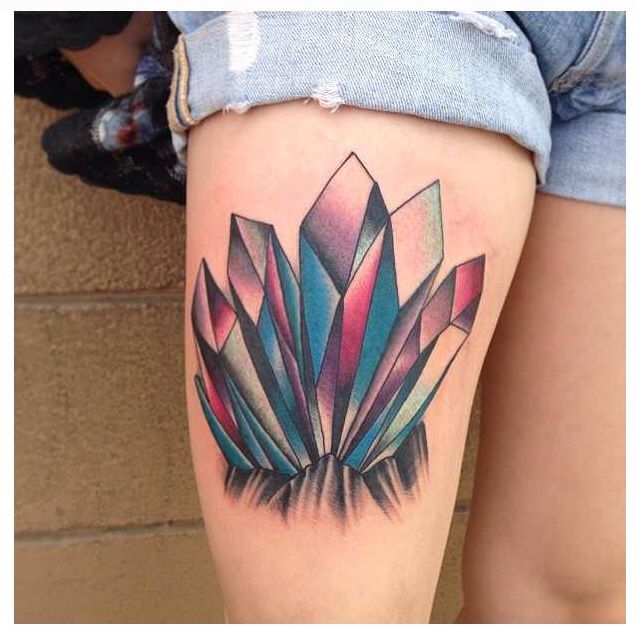 crystal tattoo on upper thigh