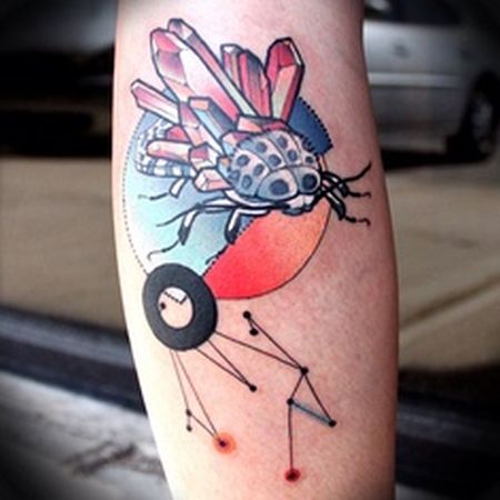 crystal tattoo surreal work with bug