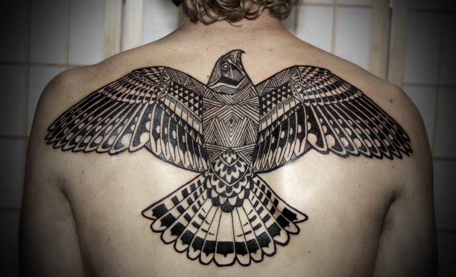 david hale tattoo bird blackwork back piece