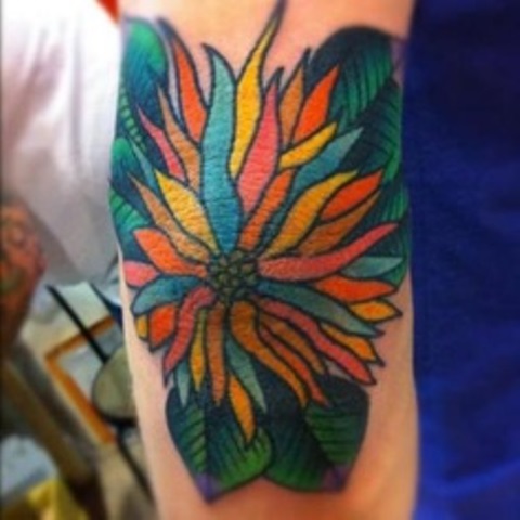 elbow tattoo colour flower