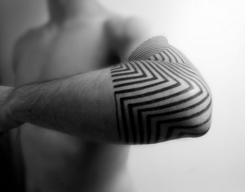 elbow tattoo line blackwork