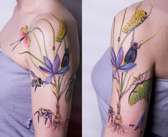 flower tattoos with nature life