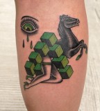 green tattoo horse by luca font