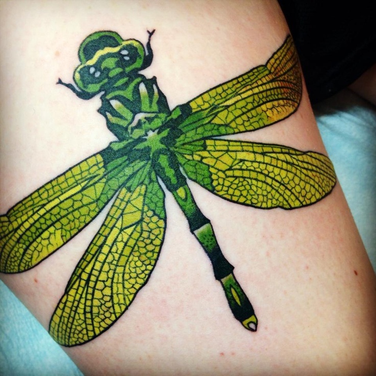 green tattoo realistic dragon-fly