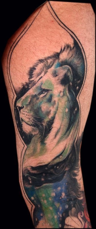 green tattoo tibetan snow lion