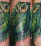 green tattoo watercolor owl