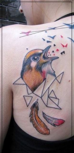 jessica mach tattoo bird on back shoulder