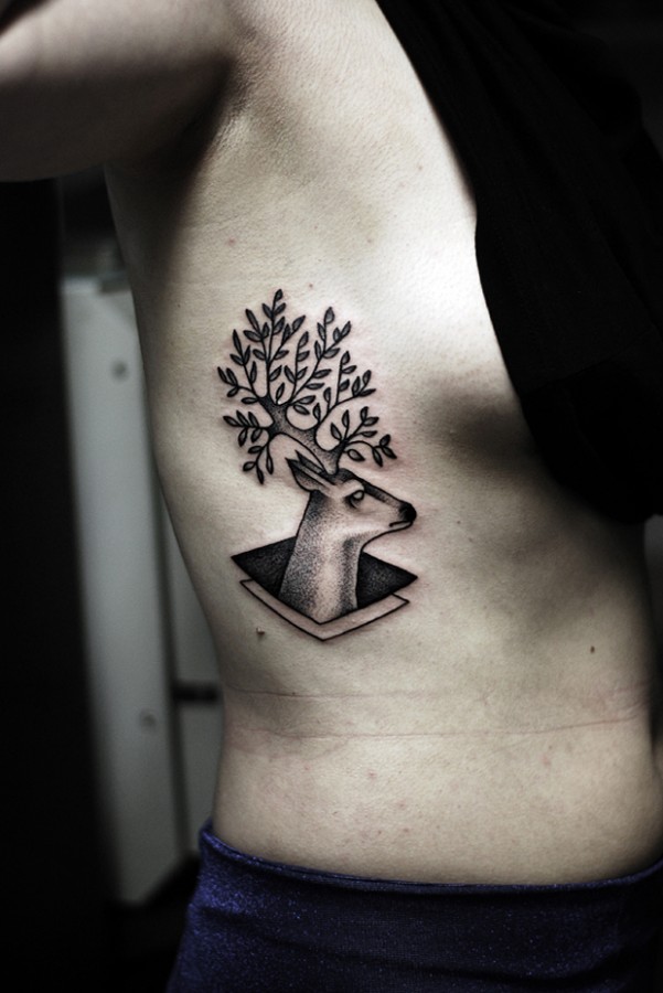 kamil czapiga surreal tattoo deer