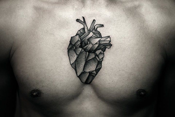 kamil czapiga tattoo geometric heart on chest