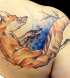 marie kraus tattoo  fox on back shoulder