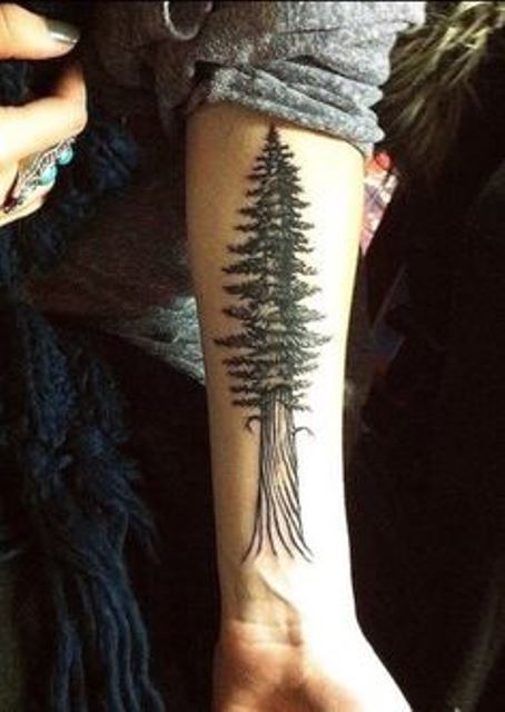 nature tattoo tree on inside arm