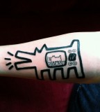 pop art tattoo barking dog tv inspired by keith haring